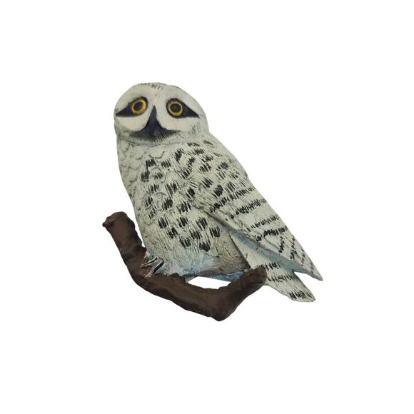 Set of 2 Realistic 3D Owl Magnet Hand Painted Resin Birds on Branch Fridge Decor - Picture 6 of 8